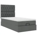 Cadre de lit ottoman avec matelas gris foncé 80x200 cm tissu