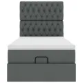 Cadre de lit ottoman avec matelas gris foncé 80x200 cm tissu