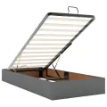 Cadre de lit ottoman avec matelas gris foncé 80x200 cm tissu