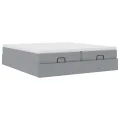  Cadre de lit ottoman et matelas gris clair 160x200cm tissu