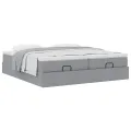  Cadre de lit ottoman et matelas gris clair 160x200cm tissu