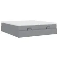  Cadre de lit ottoman et matelas gris clair 160x200cm tissu