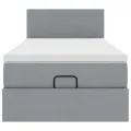 Cadre de lit ottoman avec matelas gris clair 80x200 cm tissu