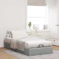 Cadre de lit ottoman sans matelas gris clair 80x200 cm tissu