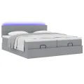  Cadre de lit ottoman et matelas gris clair 160x200cm tissu