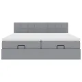  Cadre de lit ottoman et matelas gris clair 160x200cm tissu