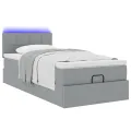 Cadre de lit ottoman avec matelas gris clair 80x200 cm tissu