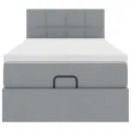 Cadre de lit ottoman avec matelas gris clair 80x200 cm tissu