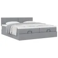  Cadre de lit ottoman et matelas gris clair 160x200cm tissu