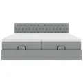  Cadre de lit ottoman et matelas gris clair 160x200cm tissu