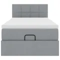 Cadre de lit ottoman avec matelas gris clair 80x200 cm tissu