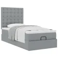 Cadre de lit ottoman avec matelas gris clair 80x200 cm tissu