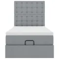 Cadre de lit ottoman avec matelas gris clair 80x200 cm tissu