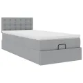 Cadre de lit ottoman avec matelas gris clair 80x200 cm tissu