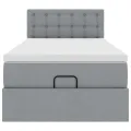 Cadre de lit ottoman avec matelas gris clair 80x200 cm tissu