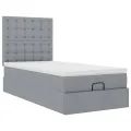 Cadre de lit ottoman avec matelas gris clair 80x200 cm tissu
