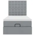 Cadre de lit ottoman avec matelas gris clair 80x200 cm tissu
