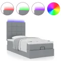 Cadre de lit ottoman avec matelas gris clair 80x200 cm tissu