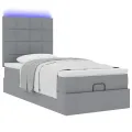 Cadre de lit ottoman avec matelas gris clair 80x200 cm tissu