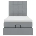 Cadre de lit ottoman avec matelas gris clair 80x200 cm tissu