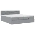  Cadre de lit ottoman et matelas gris clair 160x200cm tissu
