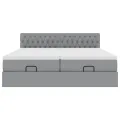  Cadre de lit ottoman et matelas gris clair 160x200cm tissu