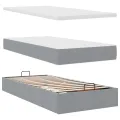  Cadre de lit ottoman et matelas gris clair 160x200cm tissu