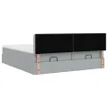  Cadre de lit ottoman et matelas gris clair 160x200cm tissu