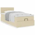 Cadre de lit ottoman avec matelas crème 80x200 cm tissu