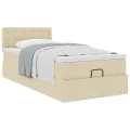 Cadre de lit ottoman avec matelas crème 80x200 cm tissu