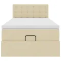 Cadre de lit ottoman avec matelas crème 80x200 cm tissu