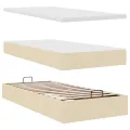 Cadre de lit ottoman avec matelas crème 80x200 cm tissu