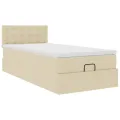 Cadre de lit ottoman avec matelas crème 80x200 cm tissu