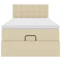 Cadre de lit ottoman avec matelas crème 80x200 cm tissu