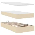 Cadre de lit ottoman avec matelas crème 80x200 cm tissu