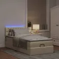Cadre de lit ottoman avec matelas crème 80x200 cm tissu