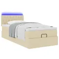 Cadre de lit ottoman avec matelas crème 80x200 cm tissu
