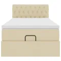Cadre de lit ottoman avec matelas crème 80x200 cm tissu