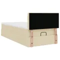 Cadre de lit ottoman avec matelas crème 80x200 cm tissu