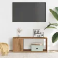 Meuble TV chêne artisanal 80x24x32 cm bois d'ingénierie