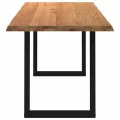 Table à manger marron clair bois de chêne massif rectangulaire