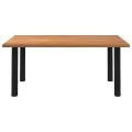Table à manger marron clair bois de chêne massif rectangulaire