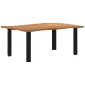 Table à manger marron clair bois de chêne massif rectangulaire