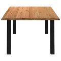 Table à manger marron clair bois de chêne massif rectangulaire