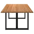 Table à manger marron clair bois de chêne massif rectangulaire
