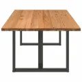 Table à manger marron clair bois de chêne massif rectangulaire