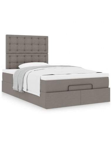 Cadre de lit ottoman avec matelas taupe 120x200 cm tissu