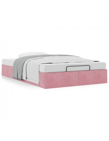 Cadre de lit ottoman sans matelas rose 120x200 cm velours