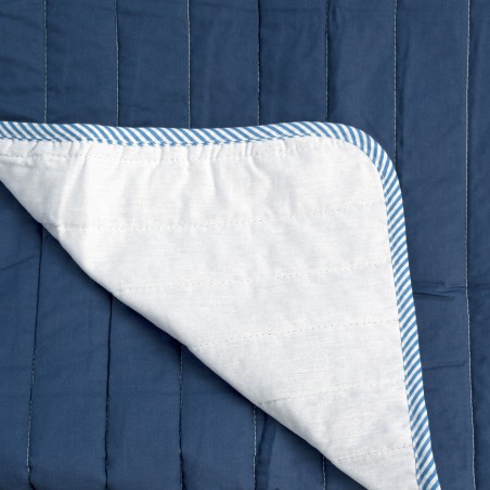 Reversible Bedspread HappyFriday Basic Dash White Navy Blue 240 x 260