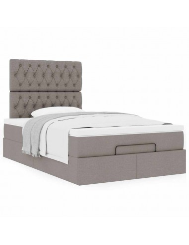  Cadre de lit ottoman avec matelas taupe 120x190 cm tissu